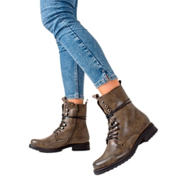 Super Mode Klasické šněrovací boty hnědý zelený