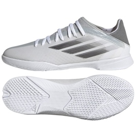 Kopačky Adidas X Speedflow.3 In Jr FY3315 šedá, bílá odstíny šedi Kopačky Adidas X Speedflow.3 In Jr FY3315 šedá, bílá odstíny šedi