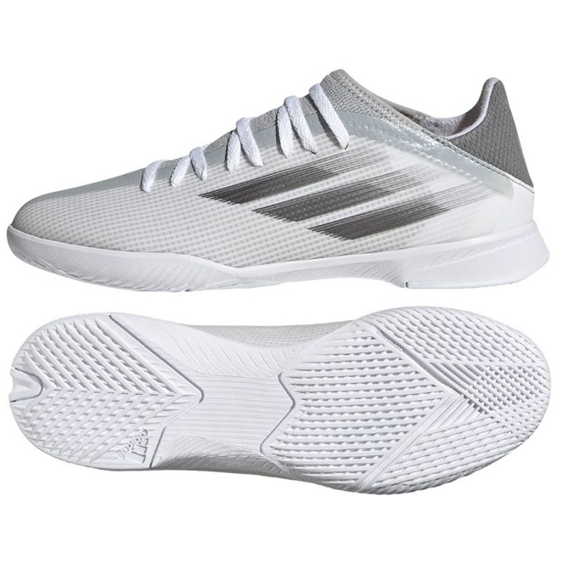 Kopačky Adidas X Speedflow.3 In Jr FY3315 šedá, bílá odstíny šedi