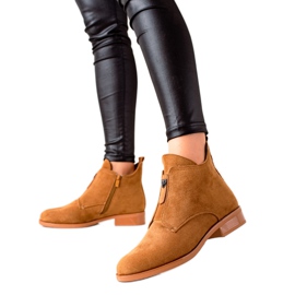 Camo Teplé kozačky na zip hnědý žlutá