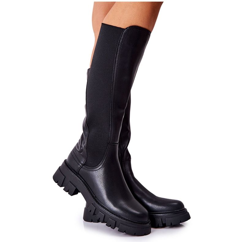 Sergio Leone Kožené Holínky S černým Ampinovým Zipem černá