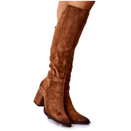 POTOCKI Semišové Boty Na Camel Corises Post hnědý POTOCKI Semišové Boty Na Camel Corises Post hnědý