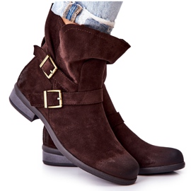 POTOCKI Semišové Boty S Přezkami Hnědé Renisse hnědý