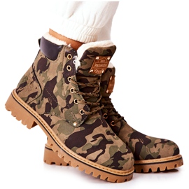 PH1 Dámské zateplené turistické boty Camo Crush béžový hnědý zelený
