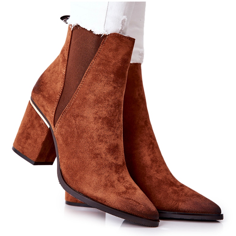 POTOCKI Hnědé Coriseis Semišové Boty Na Vysokém Podpatku hnědý