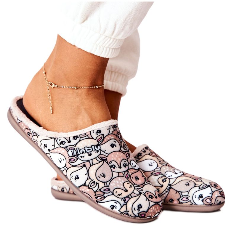 Inblu Pantofle Befado Roe-deers 155D203 Béžové hnědý