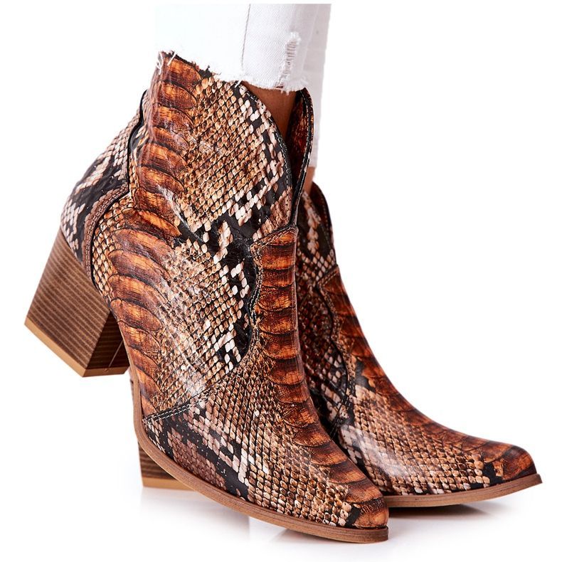 Lewski Shoes Kovbojské boty Lewski Brown Snake Pattern EV28 hnědý
