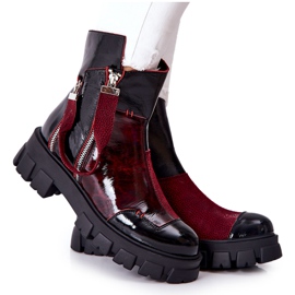 Kožené boty Maciejka Black-Claret 05137-33 bordó černý