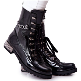 Kožené boty Workers On Heel Laura Messi Black 2209 černá