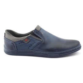 Polbut Pánské boty slip-on 401 tmavě modrá námořnická modř šedá