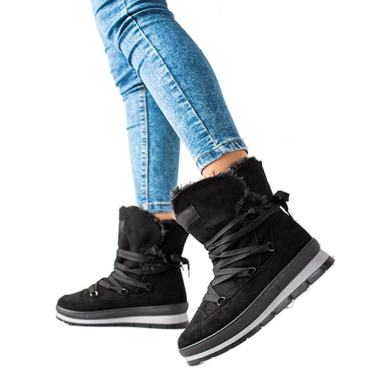 TRENDI Černé semišové sněhule černá