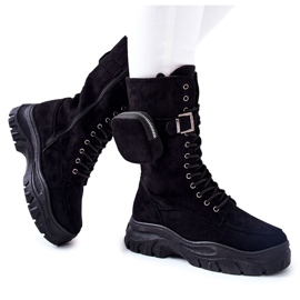 Semišové Boty Na Platformě S Ledvinami Černá Issanti černý