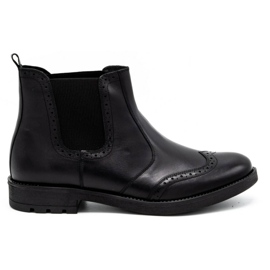 Olivier Pánské boty Chelsea, kožené brogues 7003KB černé černý