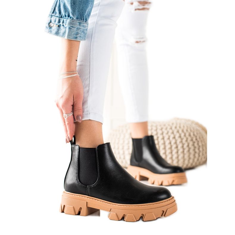 Seastar Teplé chelsea boty z eko kůže černá