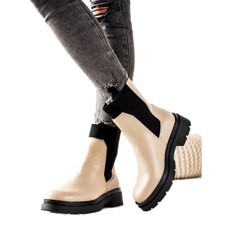 TRENDI Módní Chelsea boty béžový černá