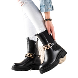 TRENDI Vysoké Boty S řetězem černý