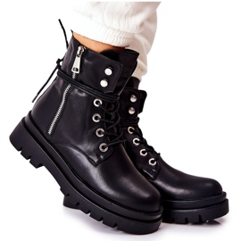 PG1 Boty Na Zip S Vázáním černé Elissmo černá