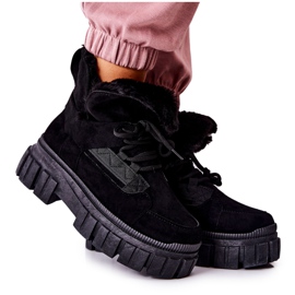 PM1 Černé teplé boty Trappers Black Demaris černý