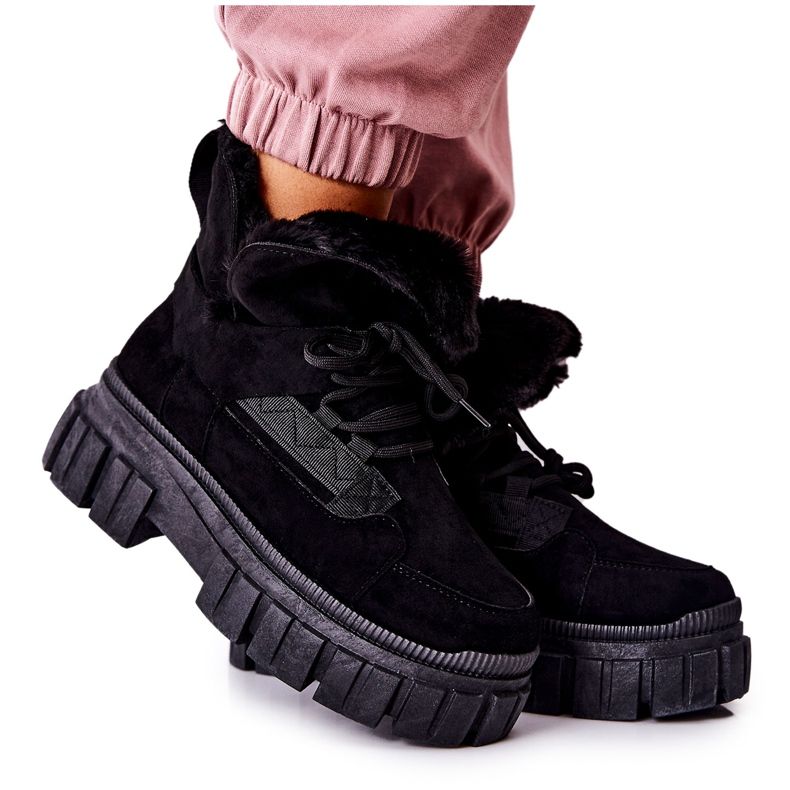 PM1 Černé teplé boty Trappers Black Demaris černá PM1 Černé teplé boty Trappers Black Demaris černá