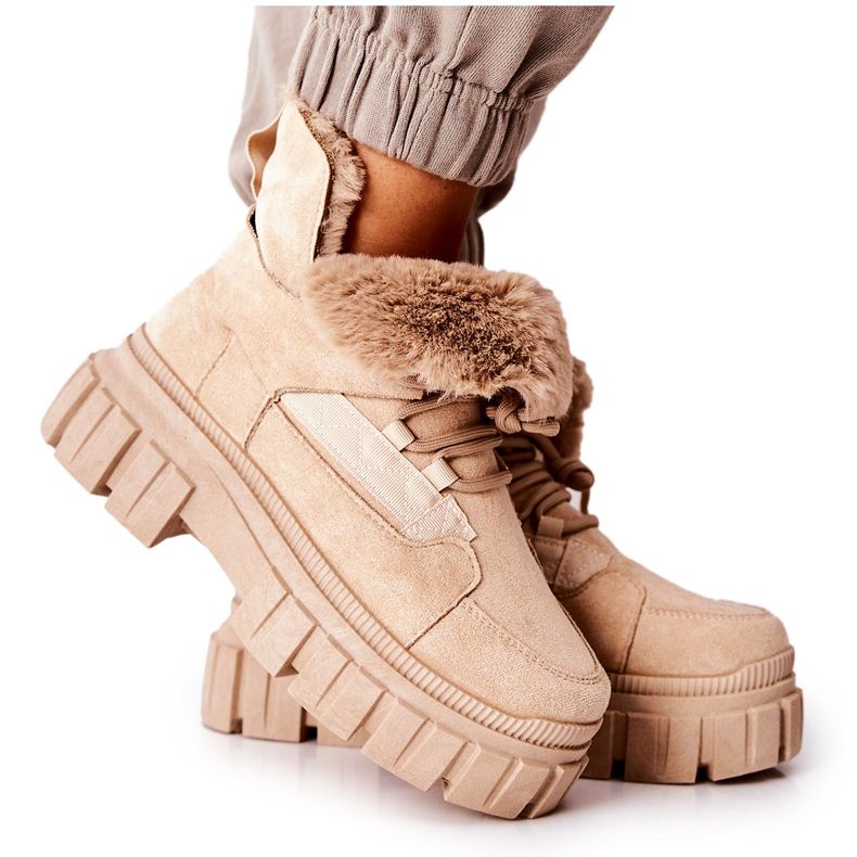 PM1 Teplé kozačky Trappers Beige Demaris béžový