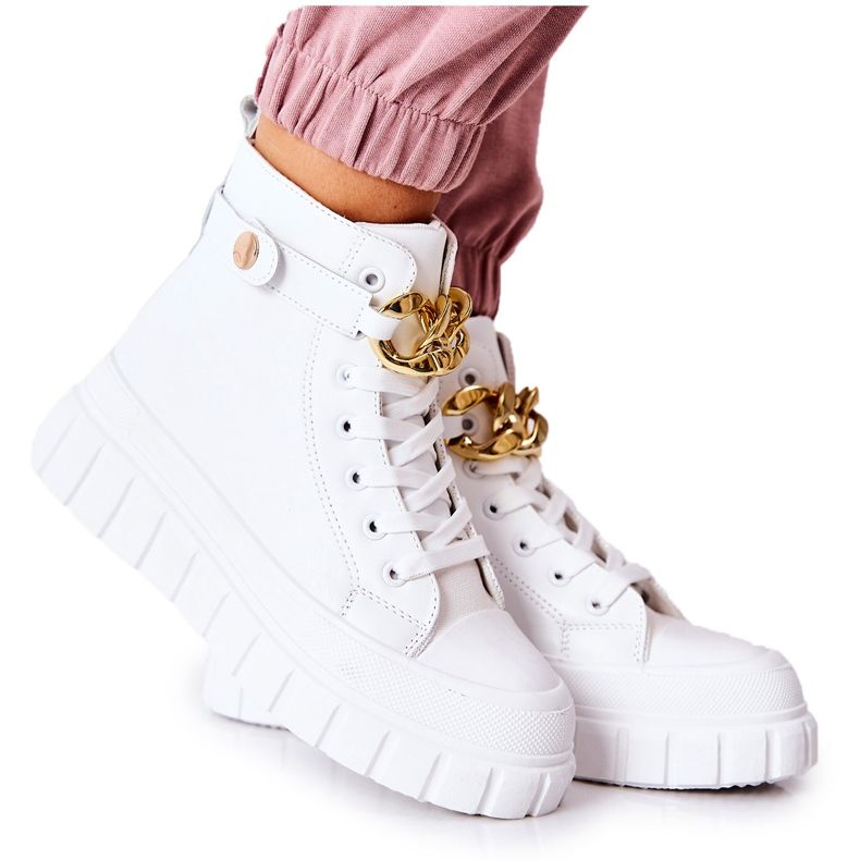 Vysoké Tenisky Na Bílé Platformě Standies bílý zlatý