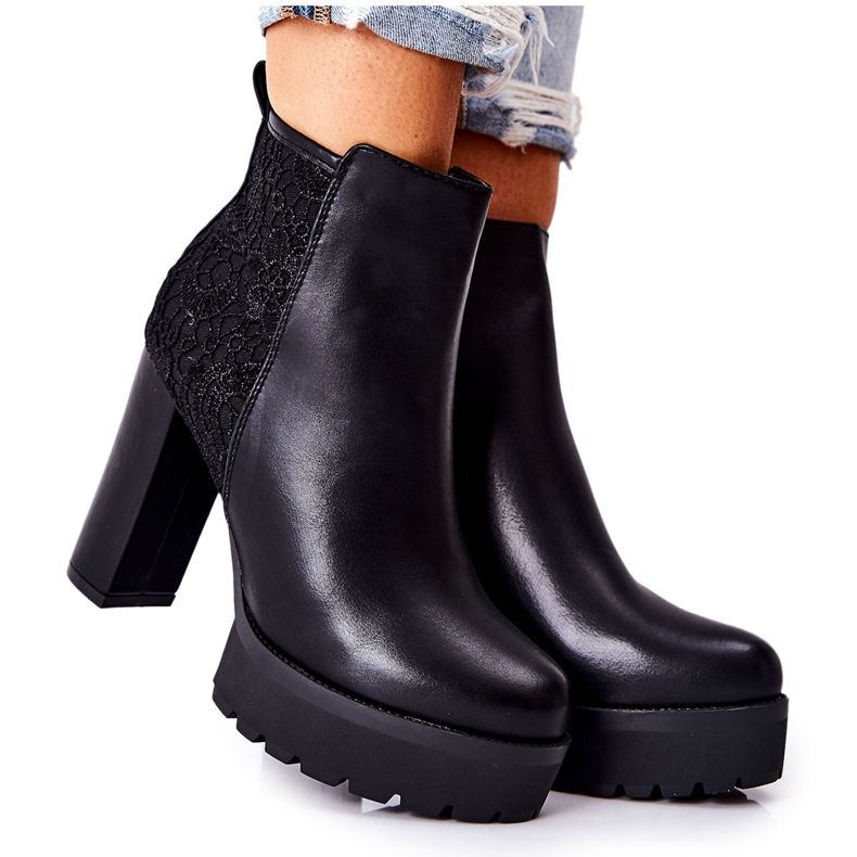 PS1 Vysoké Kožené Boty Na černém Diomice Post černá