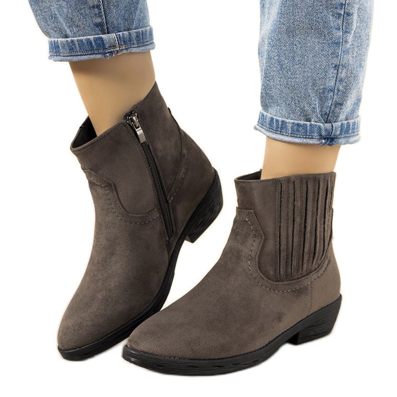 Šedé teplé kovbojské boty Saucier šedá