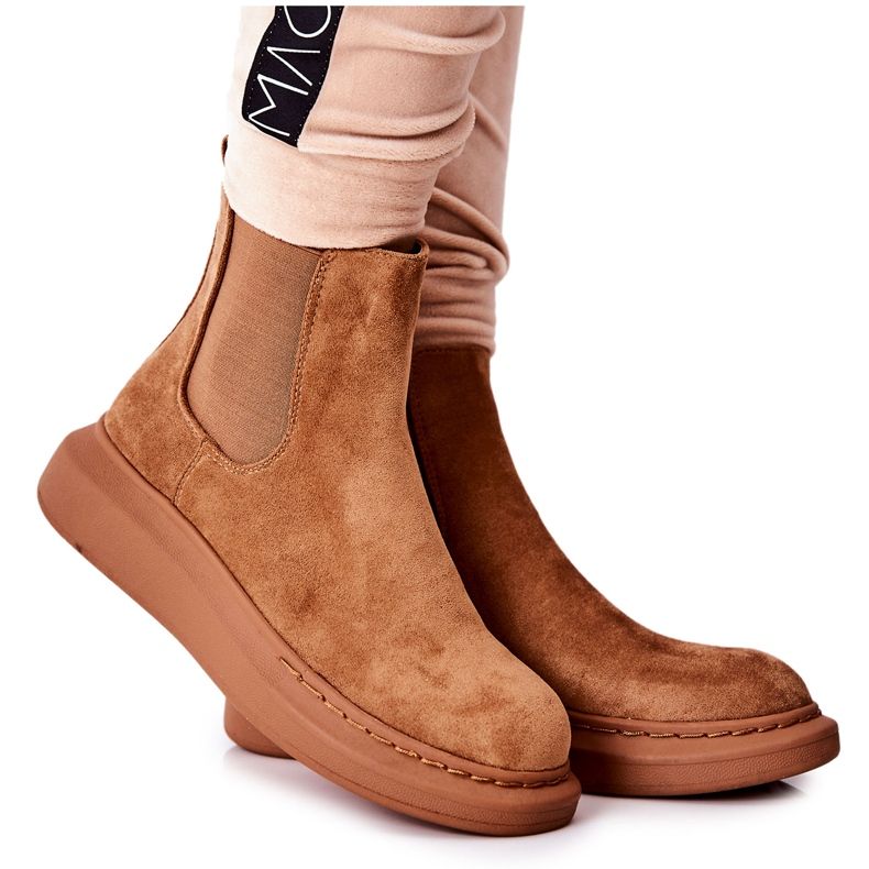 PS1 Suede Booties Jodhpur boty na platformě Beige Marissa hnědý