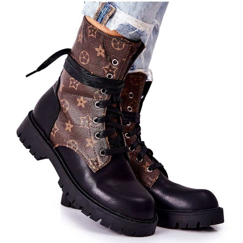 FJ1 Lonevis hnědé a černé kožené boty hnědý černá