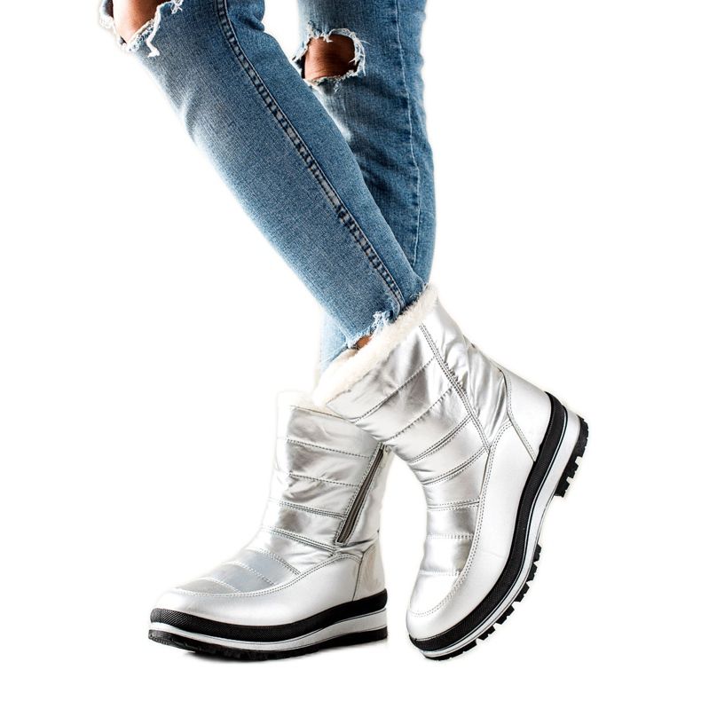 TRENDI Klasické Sněhule Na Zip stříbrný