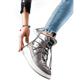 TRENDI Módní lesklé boty do sněhu stříbro