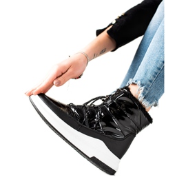 TRENDI Módní lesklé boty do sněhu černý