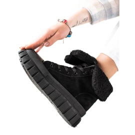 TRENDI Boty, Tenisky S Ovčí Kůží černý