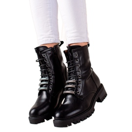 Evento Šněrovací boty z eko kůže černý