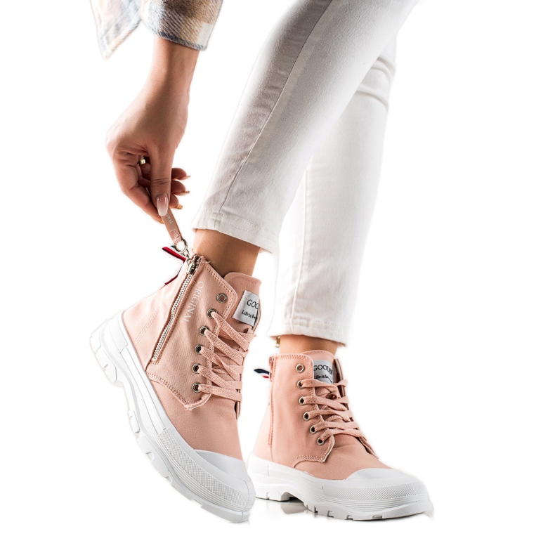 Goodin Tenisky s ozdobným zipem růžový Goodin Tenisky s ozdobným zipem růžový