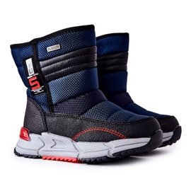 PJ2 Dětské teplé vysoké sněhové boty Navy Blue Leoth černý námořnická modř