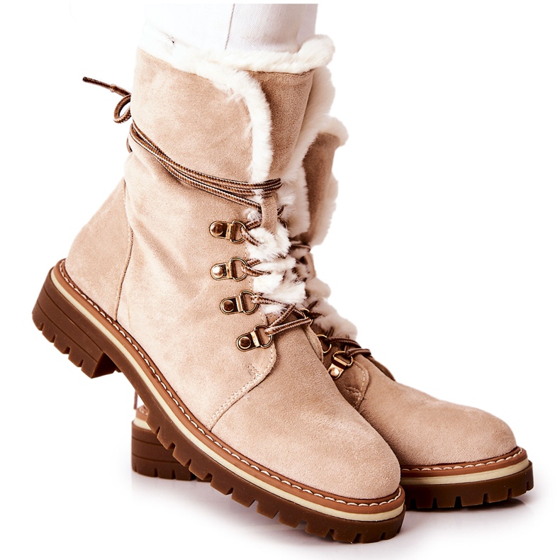Boty Warm Trappers Beige Nelby béžový Boty Warm Trappers Beige Nelby béžový