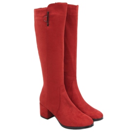 Ritta Purplish Red kozačky na nízkém podpatku červený