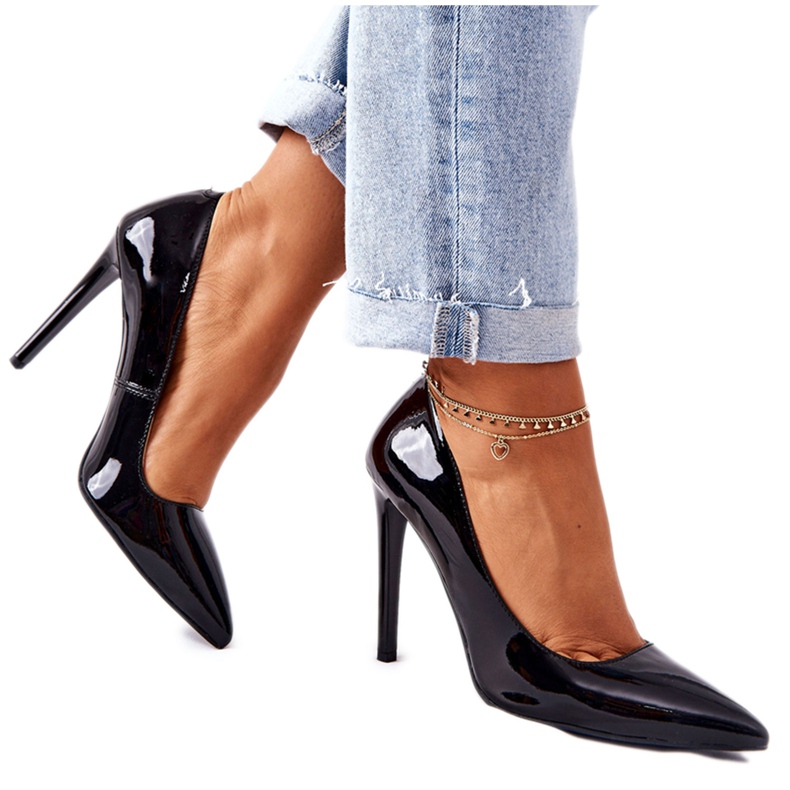 Lakované vysoké podpatky Spitz Monnari 0220-020 Black černá