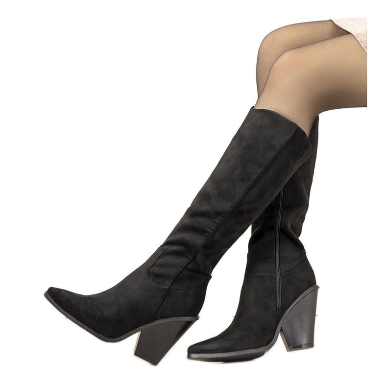 Černé jezdecké boty na sloupku Natascia černá