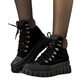 Černé, zateplené, šněrovací dámské boty Calabresi hnědý Černé, zateplené, šněrovací dámské boty Calabresi hnědý