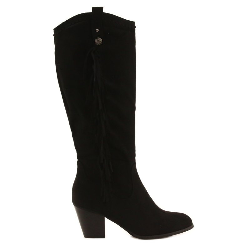 Černé teplé kozačky s proužky Voisine černá Černé teplé kozačky s proužky Voisine černá