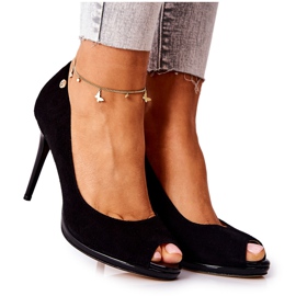 Semišové Monnari 0490-020 Černé vysoké podpatky černá Semišové Monnari 0490-020 Černé vysoké podpatky černá