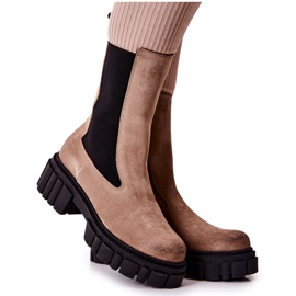 Pracovní kožené boty Laura Messi Tmavě béžová 2421 hnědý