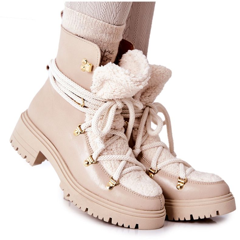 Lewski Shoes Kožené boty Trappers Tied Lewski Světle béžová 3116 béžový