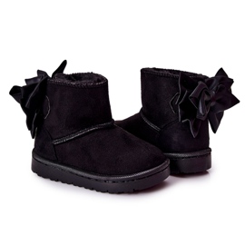 FR1 Dětské Teplé Sněhule S Mašlí Black Snowis černý