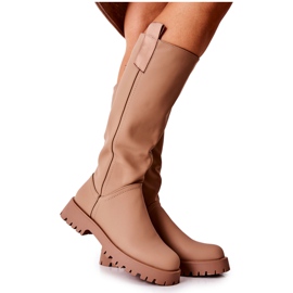 FJ1 Vysoké kožené kozačky Béžová Trishia béžový FJ1 Vysoké kožené kozačky Béžová Trishia béžový