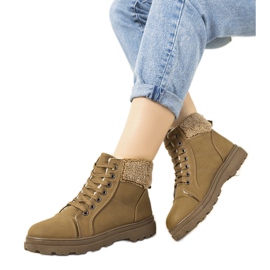 Zelené zateplené dámské kozačky Milani khaki zelený