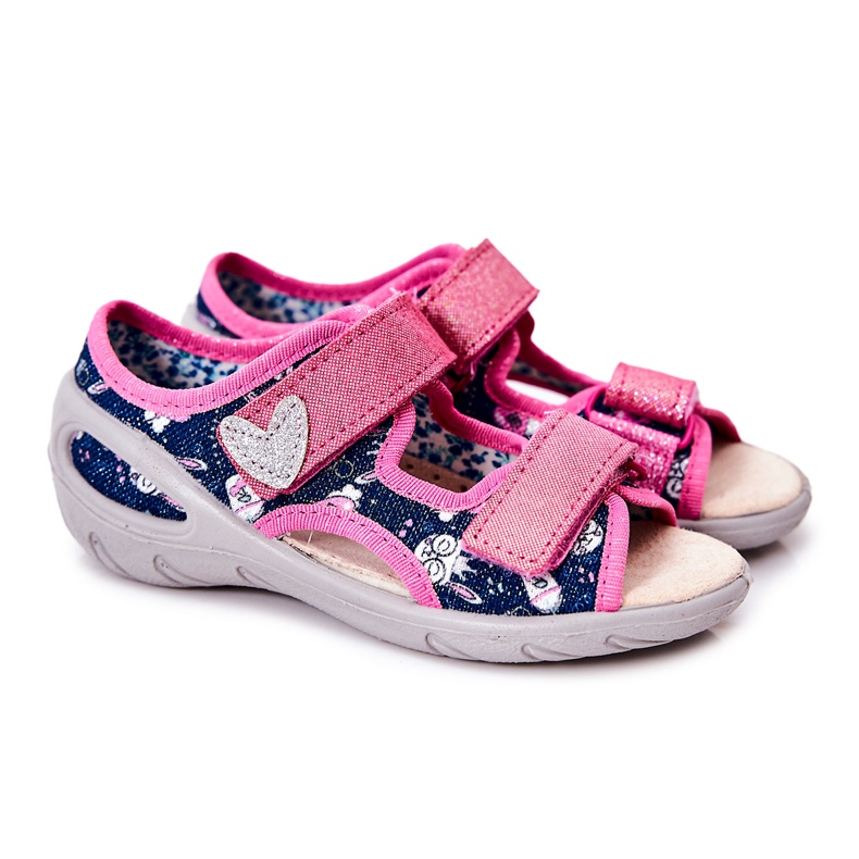 BEFADO S.A. Sandály Befado se suchým zipem 065X151 námořnická modrá-růžová růžový