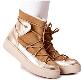 Teplé semišové sněhule Camel Clarem hnědý Teplé semišové sněhule Camel Clarem hnědý